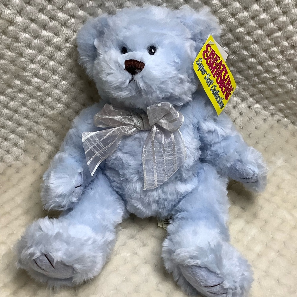 Creature Comforts Super Soft Collection Blue Curley Bear Stuffed Animal w Tags